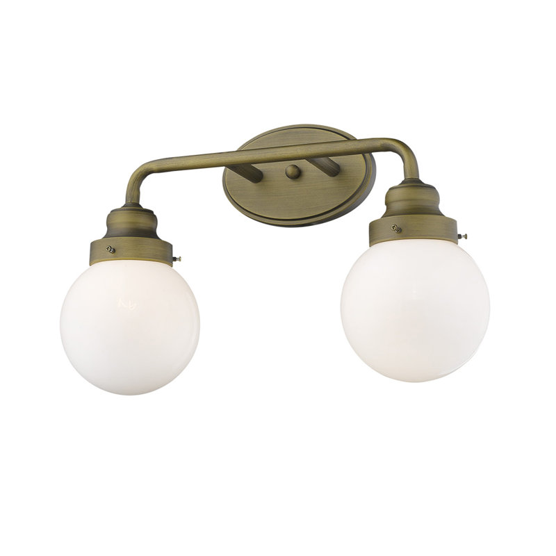 Éclairage pour meuble-lavabo 2 lumières Rabehi, Opale, Laiton brut