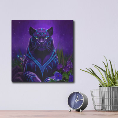 «King Panther» par Tanya Mavric, art mural en métal Dovecove, 24 po x 24 po