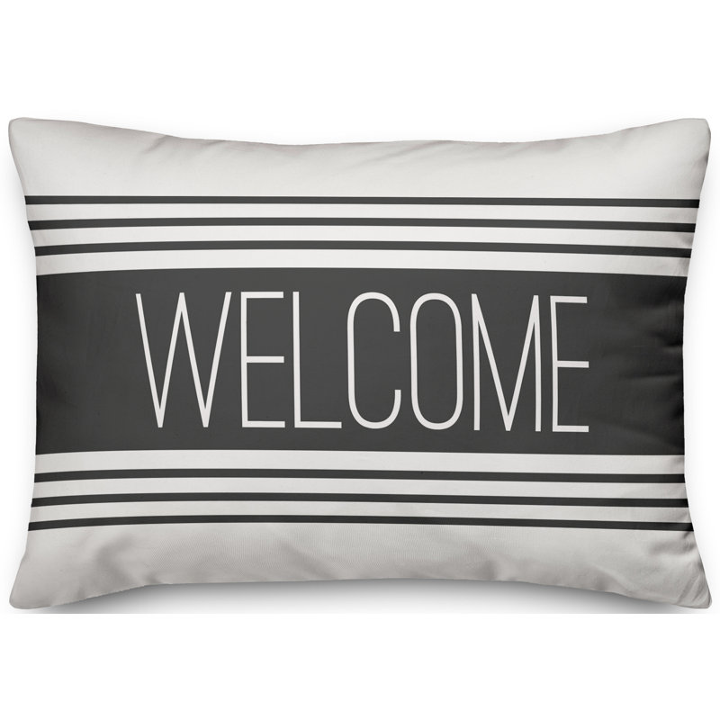 Coussin lombaire intérieur / extérieur Welcome Farmhouse, Gris anthracite