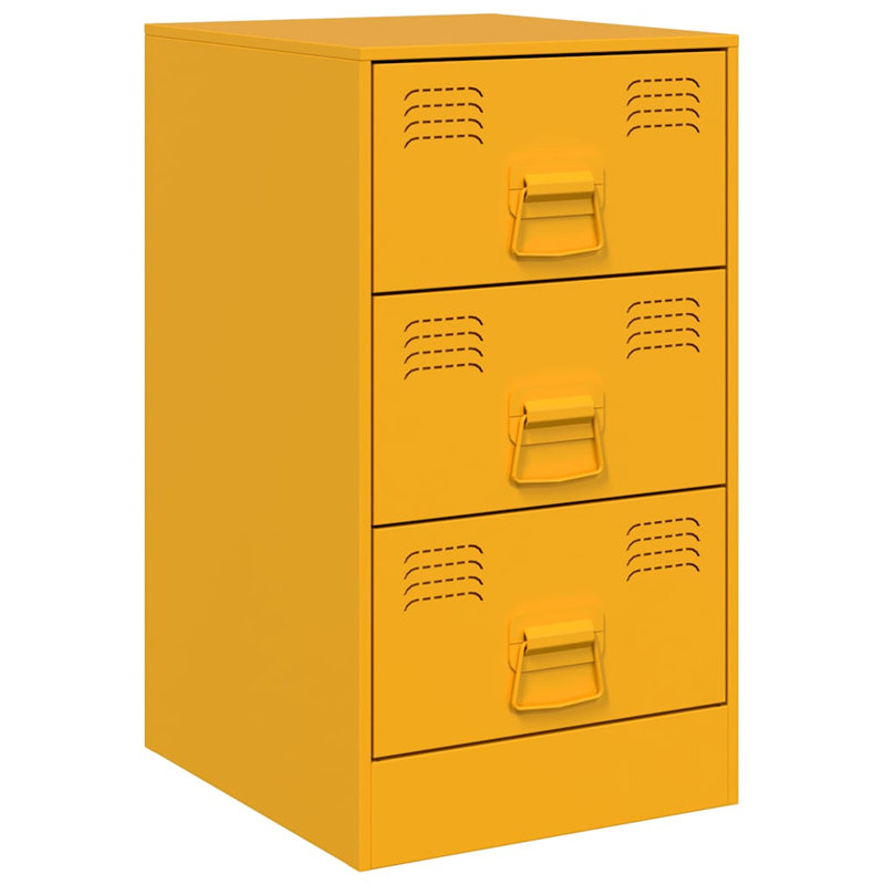 Raineri 34.5cm W Steel Bedside Table, Set of 2, Mustard Yellow