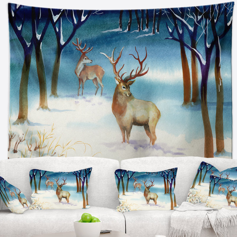 Paysage avec forêt hivernale avec tapisserie, H 32 po x l 39 po