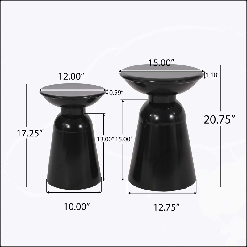 Ensemble de 2 tables d'appoint Serenita, Noir