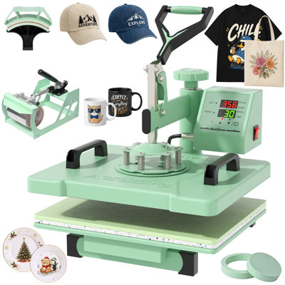 Suteck 5-in-1 Heat Press Machine, Beginner-Friendly 12" x 15" Sublimation Transfer Combo