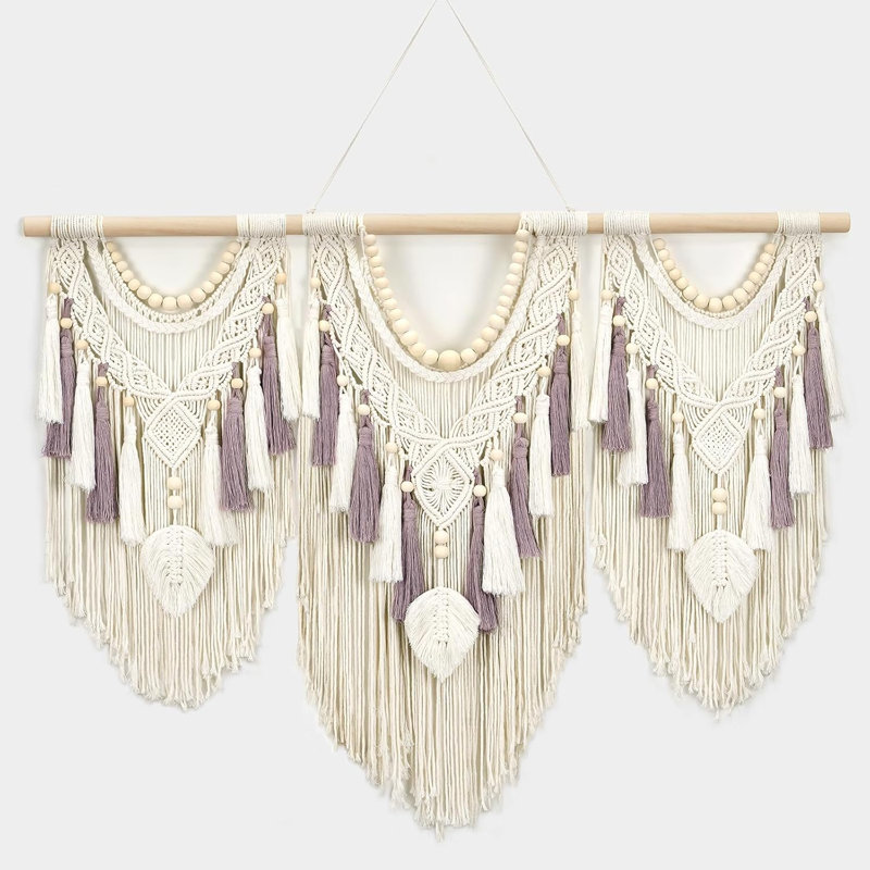 Tapisserie murale l 43 po x l 32 po Boho Macrame pour salon, chambre à coucher ou entrée