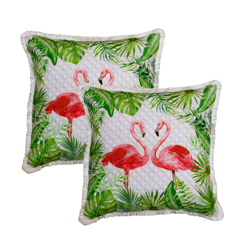 Ensemble de 2 coussins floraux roses / verts, Rose / Vert