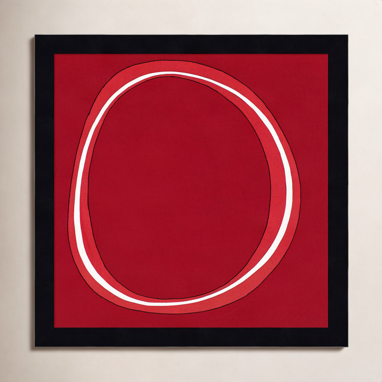 Red Circle Print by Alex Dunn, 13" H x 13" W, Black