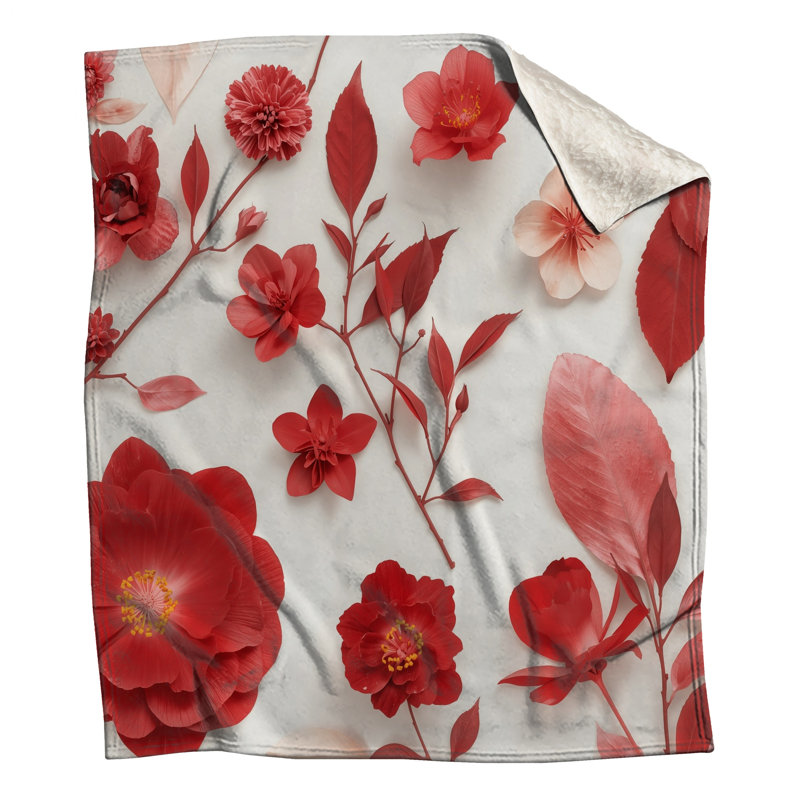 Couvertures d'arrangement floral rouges, L 50 po x H 60 po