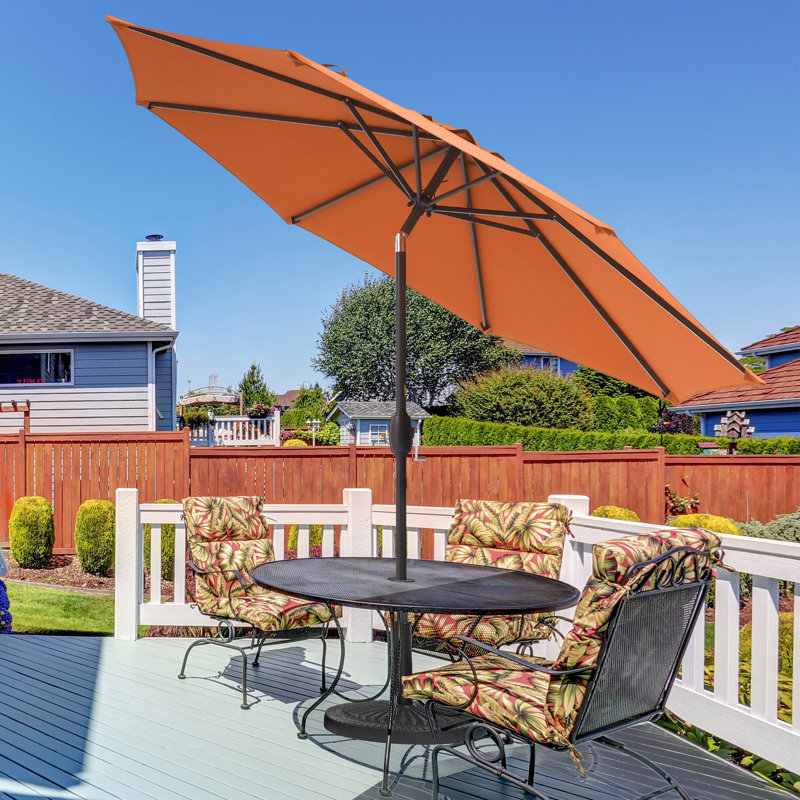 Parasol de marché extérieur 9 pi avec bouton-poussoir inclinable Dailan, Orange