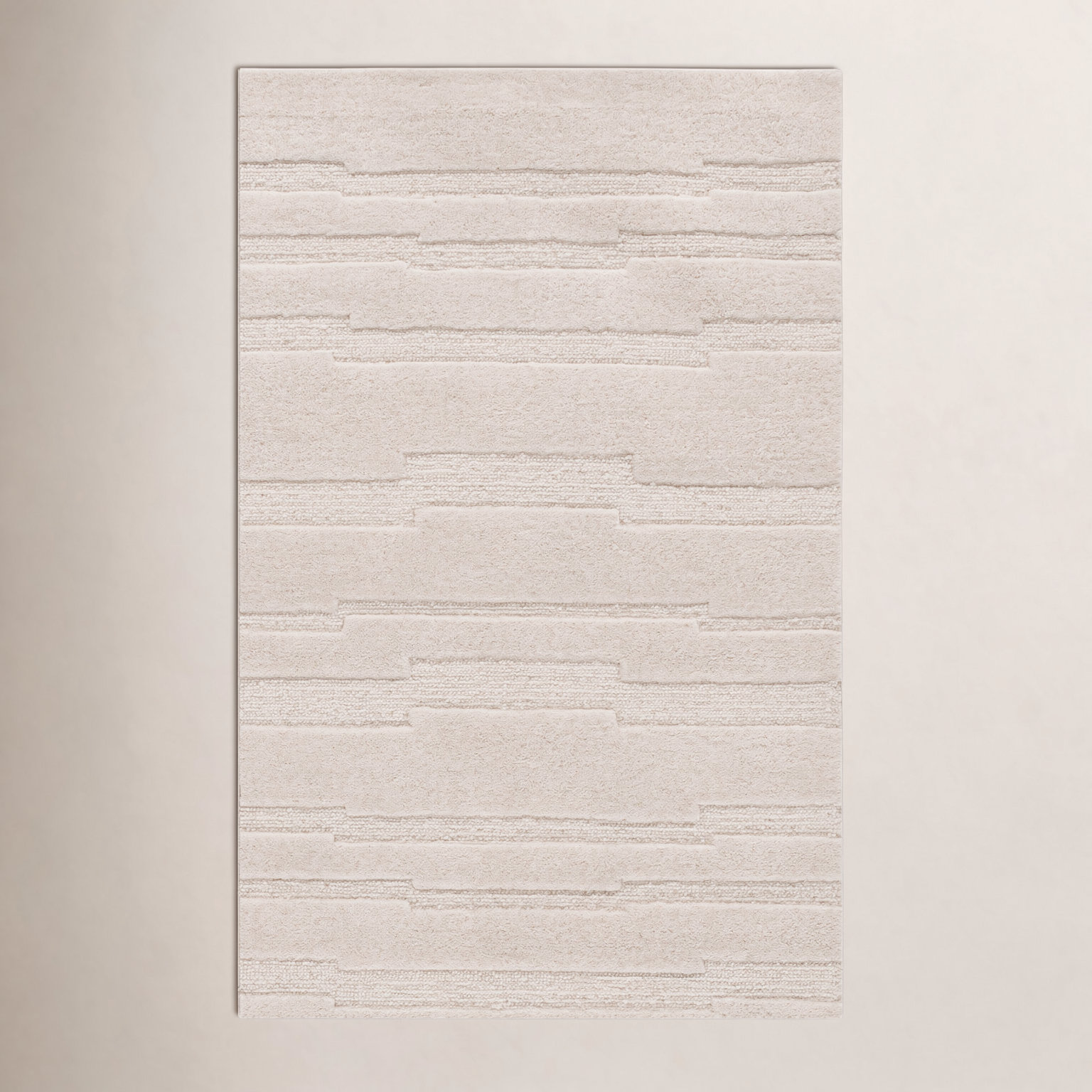 Elona Ivory Hand-Tufted Geometric Wool Rug, Rectangle 3' x 5'