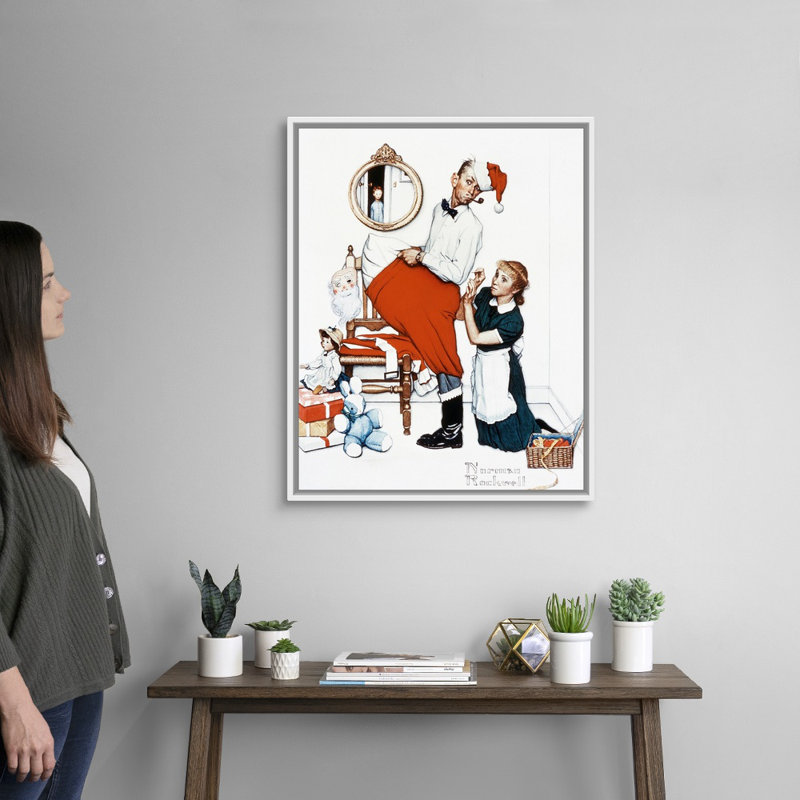 «Santa's Surprise», art mural sur toile, H 32 po x l 26 po x P 1,75 po, Cadre flottant blanc