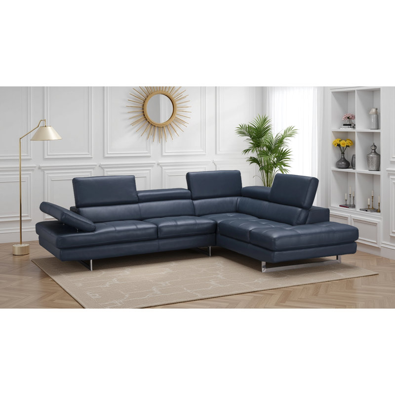 Canapé modulaire 2 pièces Antalya, Cuir véritable bleu