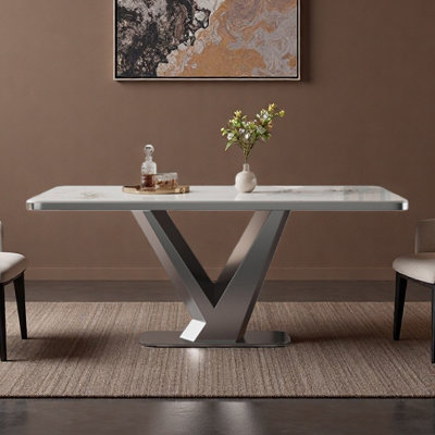 Rectangular stone slab dining table simple for hom