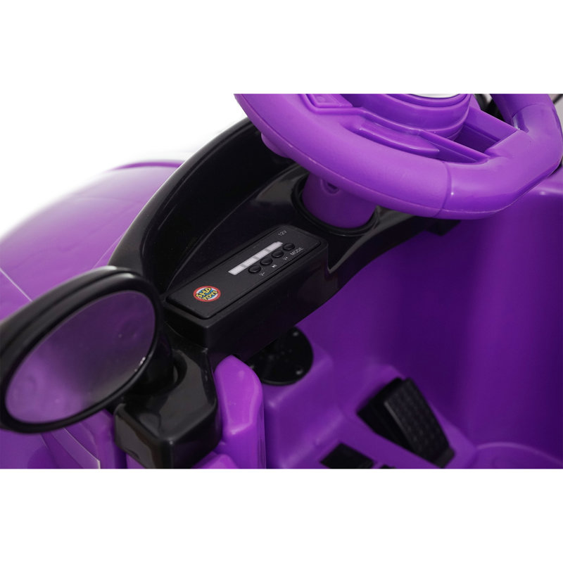Voiture tout-petit 12V avec télécommande 2,4G, jouet électrique rétro anti-basculement pour enfants Bluetooth, Mauve