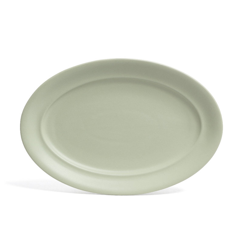 Over&Back Rimmed Oval Serving Platter, Green