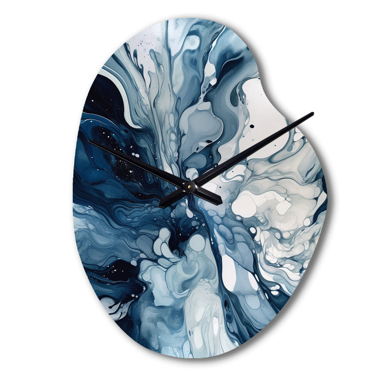 Blue Grey Ethereal Elixir I - Pear Shape Large Blue Wall Clock Sculpture, Small