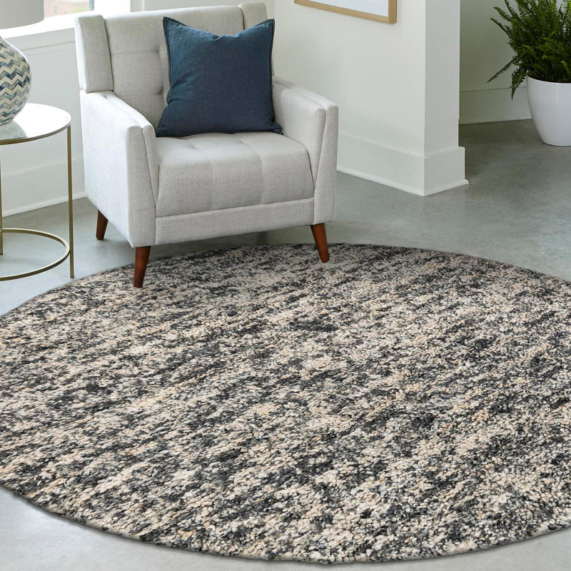 Yanaliz Hand Loomed Wool Indoor Rug, Round 6'1"