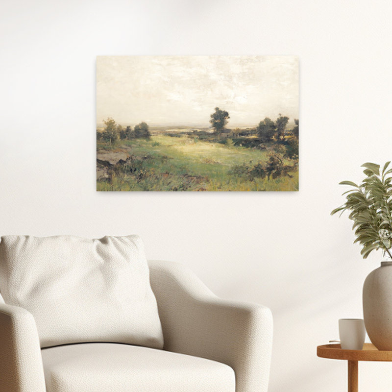 Paysage champêtre abstrait contemporain, art naturel, H 24 po x l 16 po