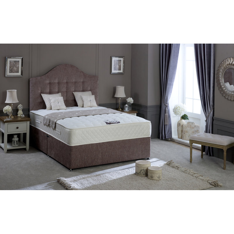 Tarquin Hybrid Divan Bed Set, Single (3'), Without Drawer, Charcoal