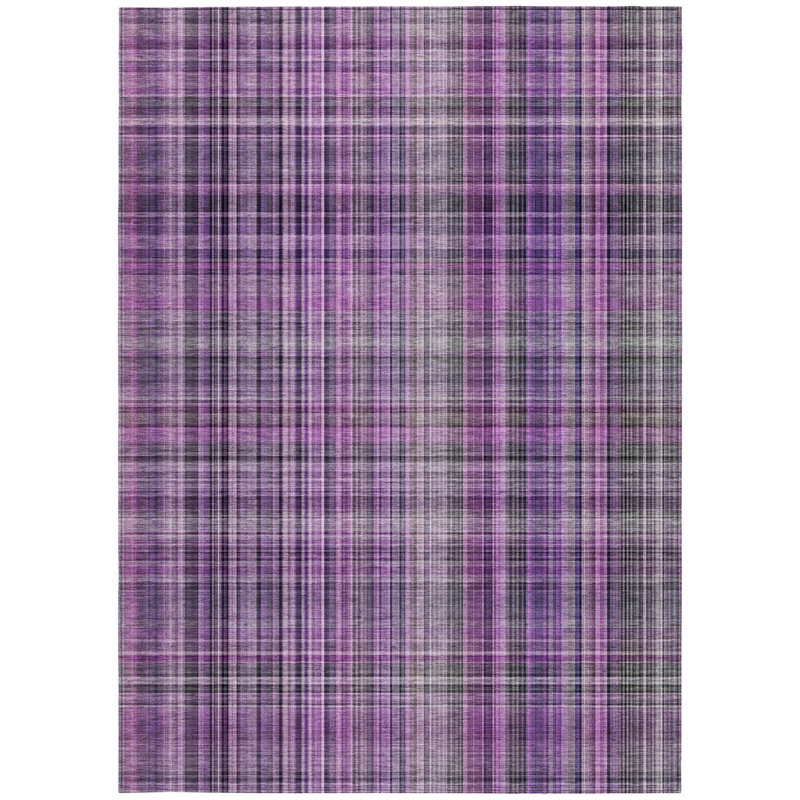 Tapis extérieur lavable antidérapant à carreaux mauve et gris 3 pi x 5 pi