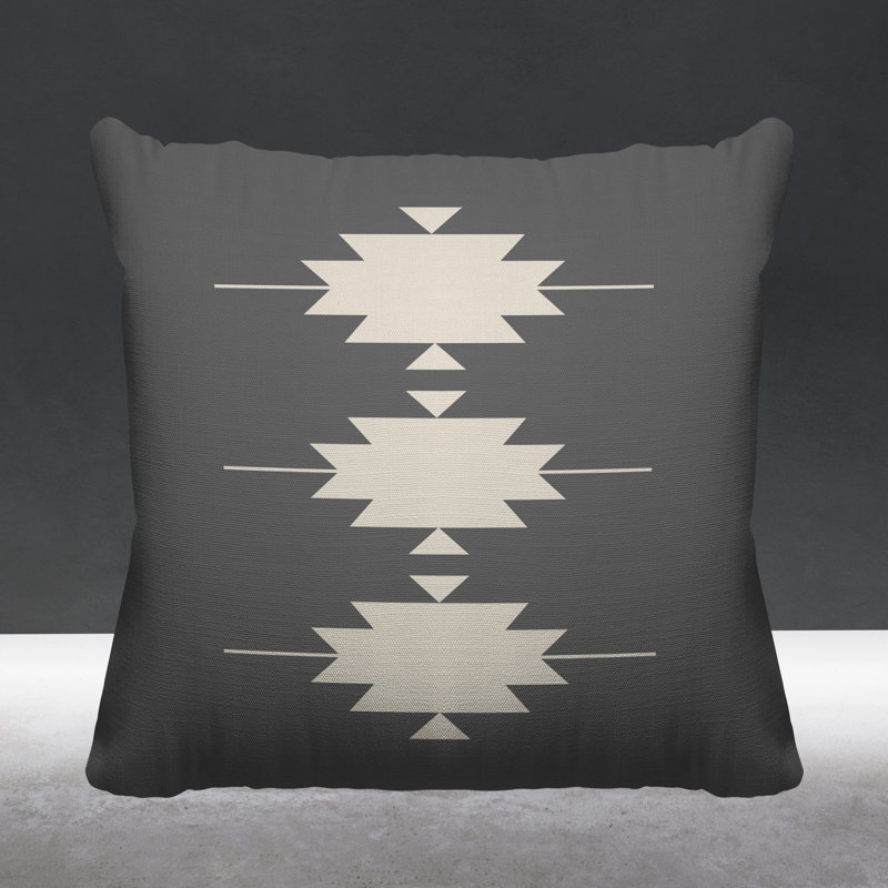 Coussin intérieur / extérieur Sike Southwestern, Gris, L 15 po x H 15 po