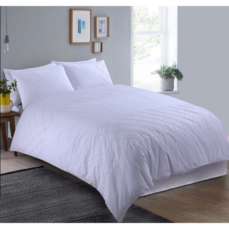 Mcgarry 144 TC Duvet Cover Set, Kingsize - 2 Standard Pillowcases, White