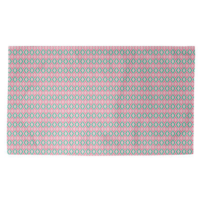 Tapis géométrique rouge / vert Avicia