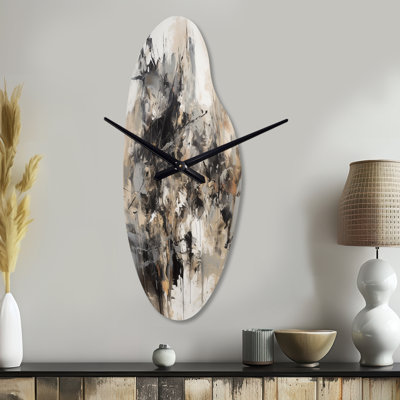 Horloge murale géométrique asymétrique grise et noire Inner Worlds of Marble III