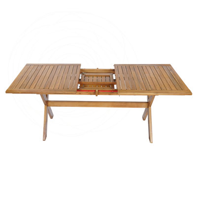 Extendable Acacia Wood Outdoor Dining Table, 60-76 inch