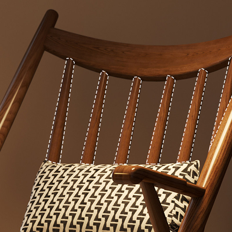 Chaise berçante en bois de frêne, Jaune