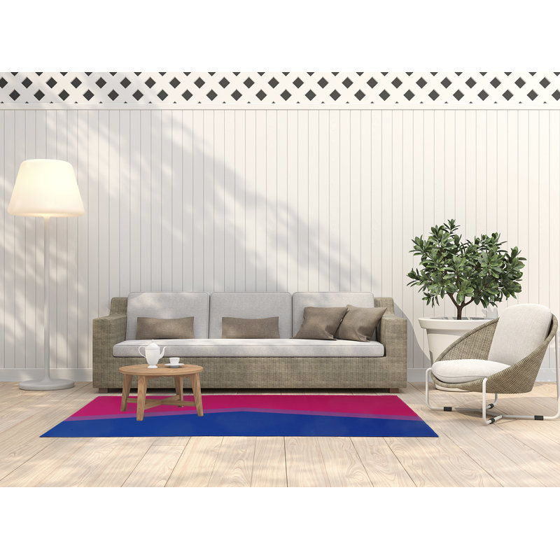 Tapis en chenille tissé à la machine en rose / bleu Samoni, Rectangle 3 pi x 5 pi