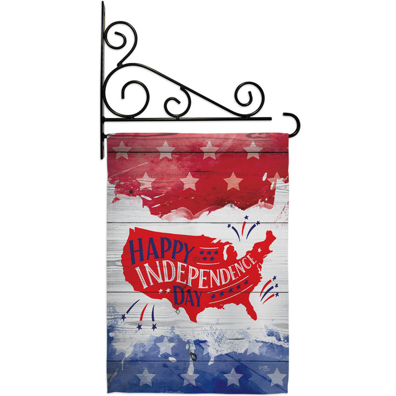 Double Sided Polyester Independence Day Flag Set, 18.5" H x 13" W