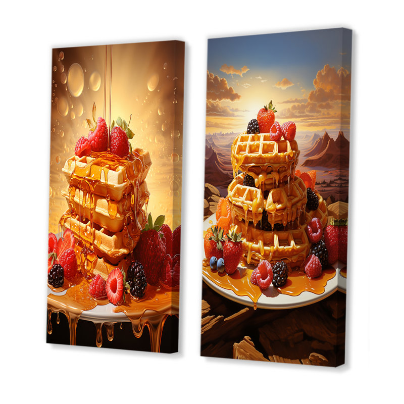 Waffle Wonderland Maple Breakfast - Desserts, ensemble de 2 reproductions d'art mural, Toile tendue, H 32 po x l 33 po