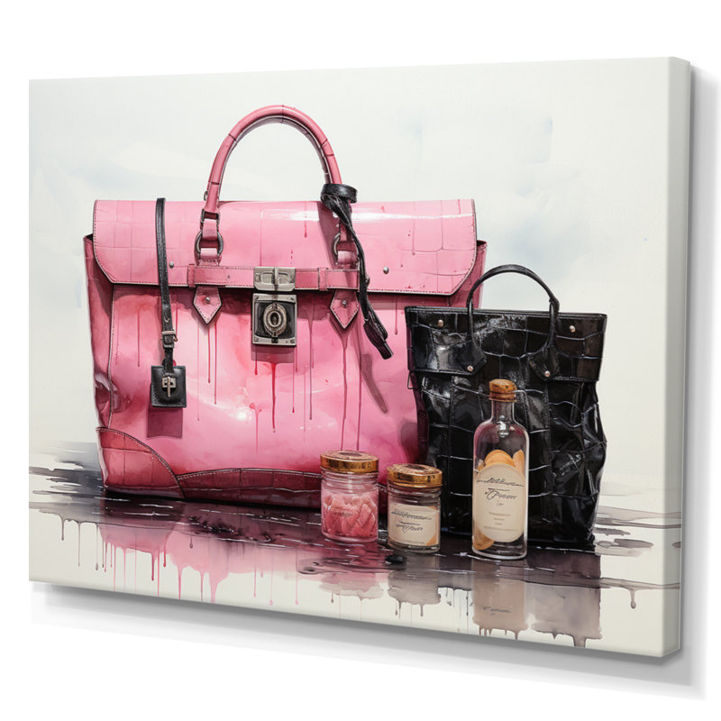" Pink Designer Bags Glamour V ", Toile tendue, H 12 po x l 20 po x P 1 po