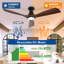 Ventilateur de plafond encastré à profil bas de 52 pouces en noyer, 3 pales, avec éclairage et télécommande ; ventilateur intérieur/extérieur à intensité variable avec télécommande, moteur CC silencieux et minuterie.-750143518-750143515-750143514