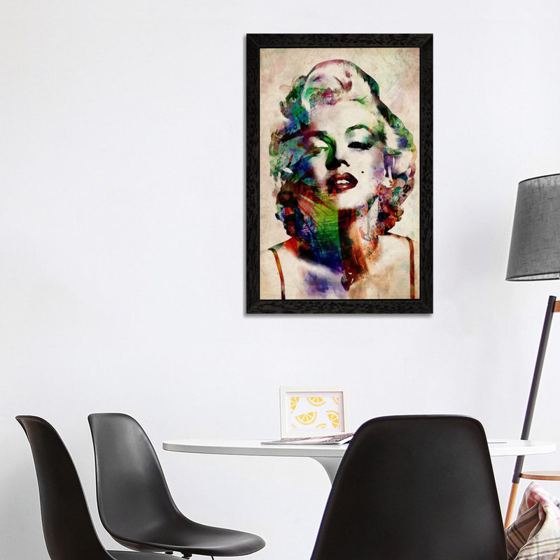 Watercolour Marilyn Monroe by Michael Tompsett - Print on Canvas, Black Framed, 152.5 cm H x 101.5 cm W
