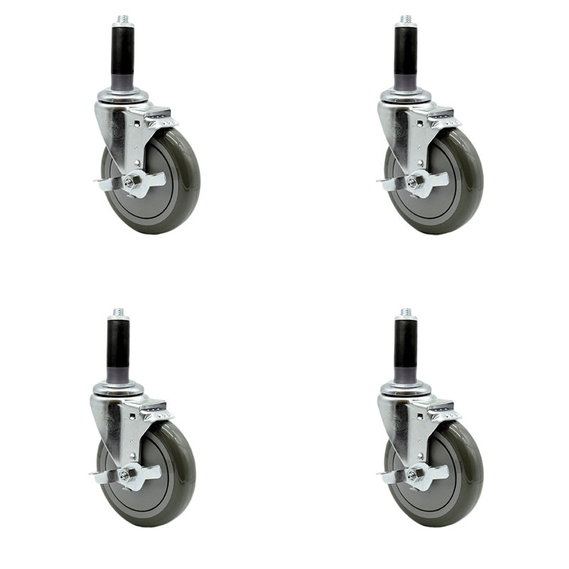 Roulettes extensibles avec frein, gris