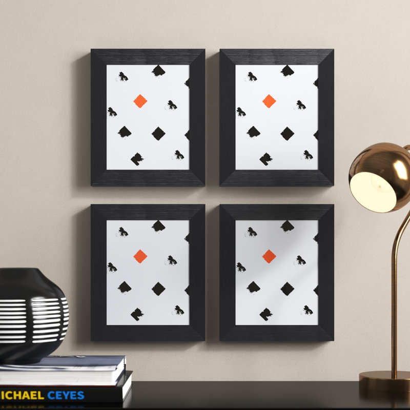 Ensemble de cadres muraux 4 pièces Chael, Noir, 10 po x 13 po