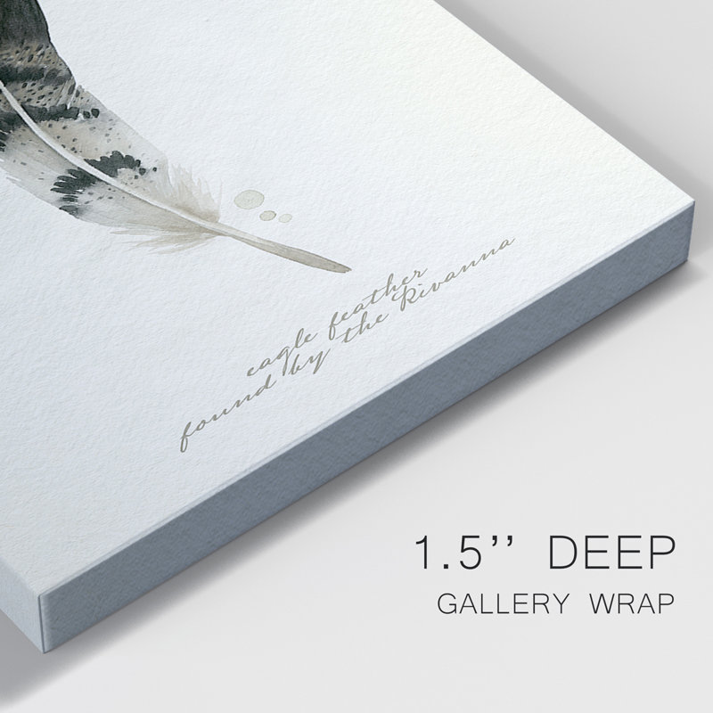 Found Feather I - ensemble de 3 peintures sur toile tendue, H 18 po x l 36 po x P 1 po