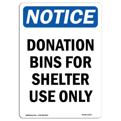 Notice Donation for Shelter