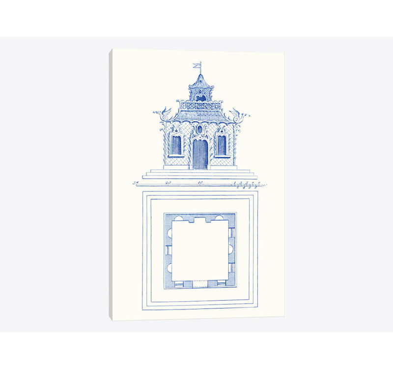 «Pagoda Design I», impression sur toile, H 12 po x l 8 po x P 0,75 po, Toile encadrée noire