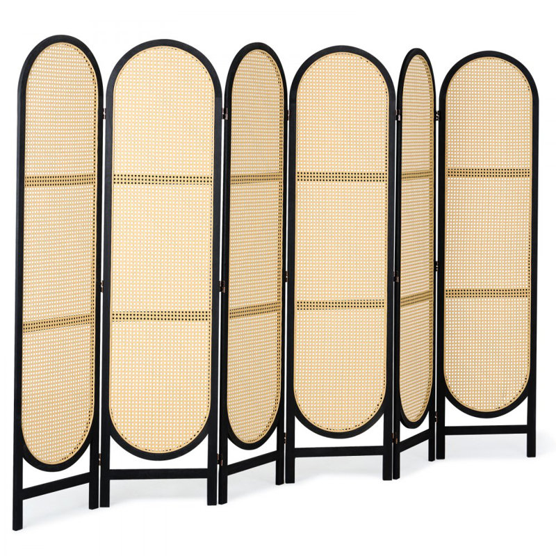 180.1cm H Solid Wood Folding Room Divider, 6, 180.1cm H x 274.1cm W x 1.8cm D