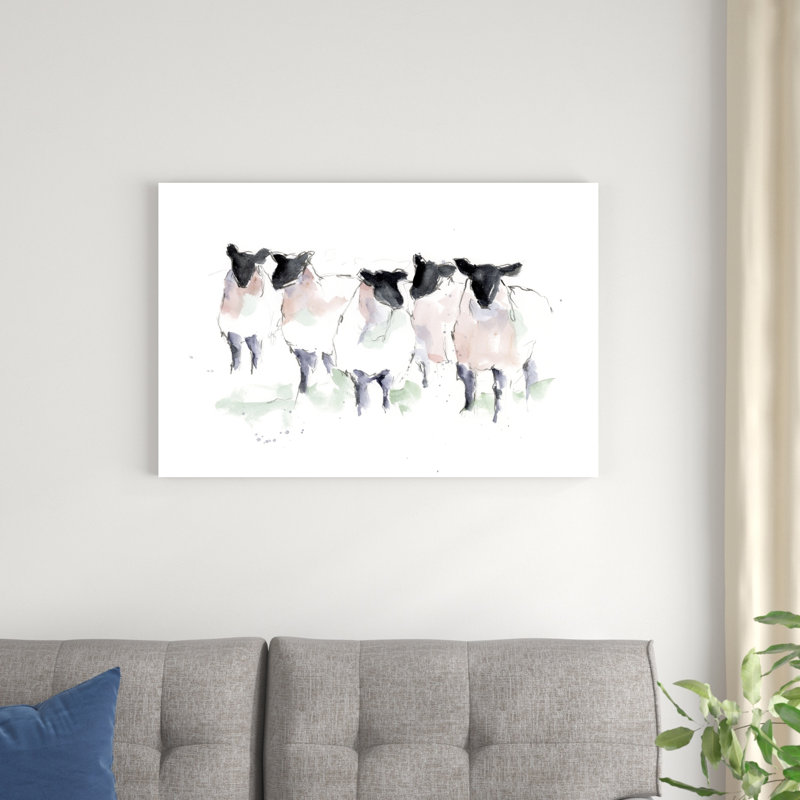 Minimaliste aquarelle mouton I, H 24 po x l 36 po