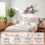 Lit capitonné moderne et minimaliste, King, lin beige-129912534-129912538