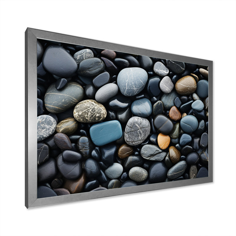 Motif de Rocky Beach IV sur toile, Cadre simple argenté, H 16 po x l 32 po x P 1 po
