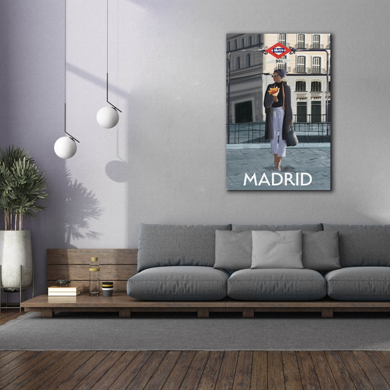 "Epic Graffiti" Girl In Madrid "par Omar Escalante, art mural sur toile, H 60 po x l 40 po x P 1,5 po