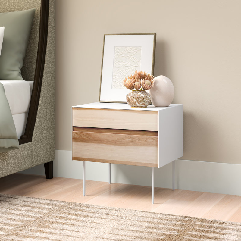 Clad 2 - Drawer Nightstand, Hickory/White