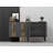 Modern Console Table with Striped Design, Anthracite & Gold, 100% Melamine Coated Particle Board, Thickness: 0.7 inches | Stylish and Functional for Living Room or Entryway, Glam Decor-455031282