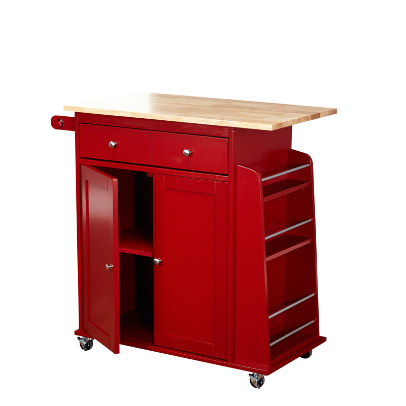 Ferraro Wood Kitchen Cart, Red