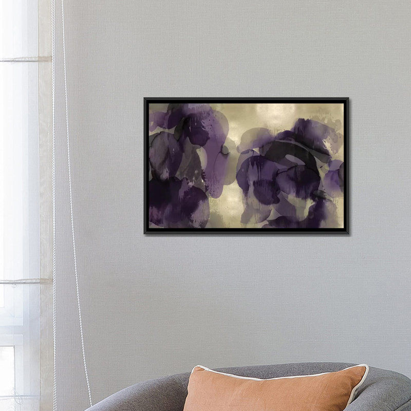 « cascade améthyste horizontal », impression sur toile, H 18 po x l 26 po x P 1,5 po, Toile avec cadre noir, Pas de tapis