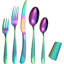 Ensemble de couverts 20 pièces en acier inoxydable martelé 20 pièces, poignée épaisse épaisse, design moderne élégant, résistant à la rouille, va au lave-vaisselle, parfait pour la cuisine à la maison et les réceptions-106287604